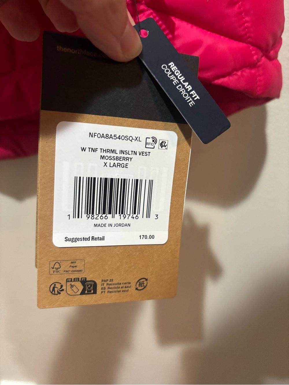 The North Face Women's Thermoball Insulated Vest Pink Quilted Outdoor Hiking NWT - Picture 5 of 10